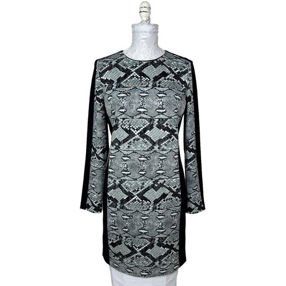 Michael Michael Kors Snake Skin Python Front Black Back Sheath Dress Women 4 - Picture 3 of 8